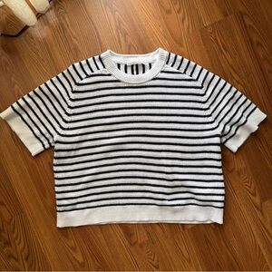 Abercrombie & Fitch Stripe Knitted Short Sleeve Sweater Top XL